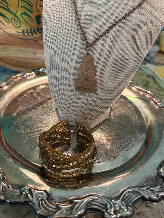 Jewelry - County Fair Pendant Necklace with Gold Beaded Wrap Bracelet
